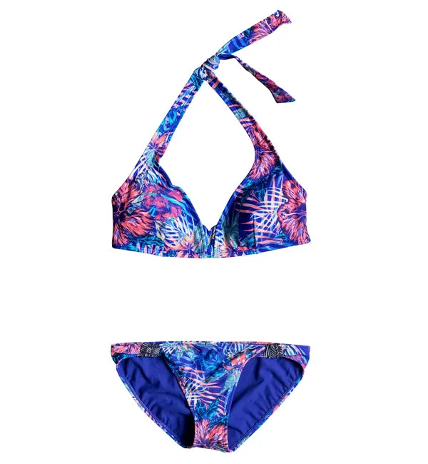 Roxy Mix Blossom Halter/70's Pant Bikini - Royal Blue Beyond Love