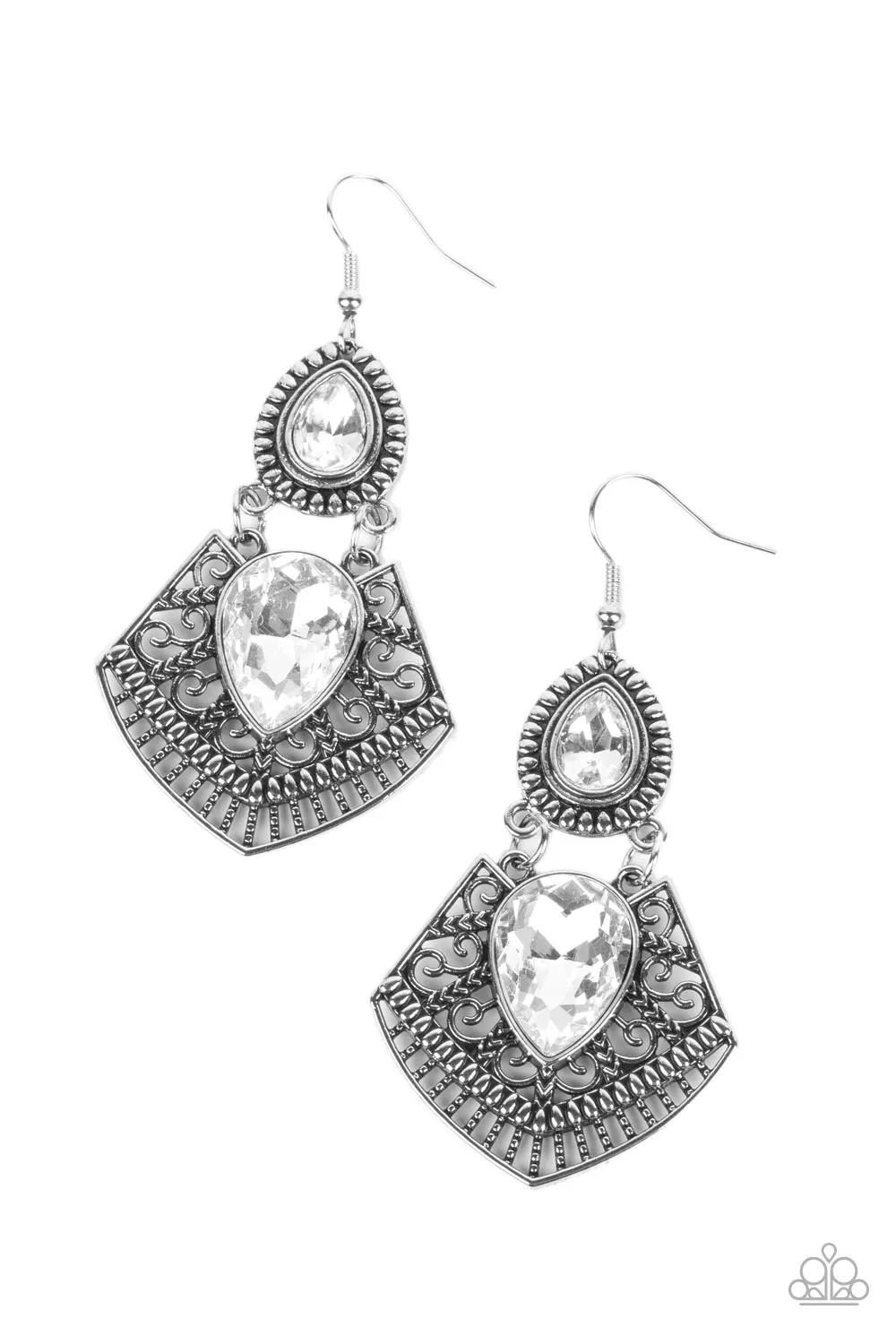Royal Remix - White Earrings - Paparazzi Accessories