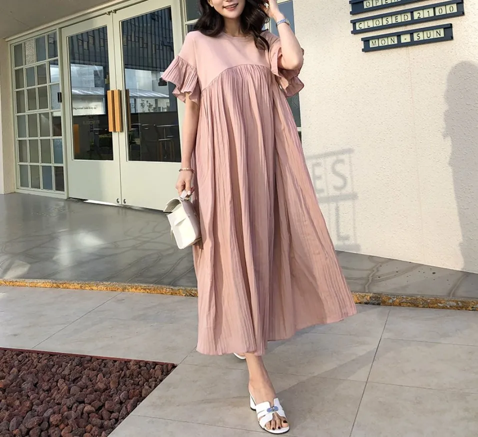 Ruffle Pleats Linen dress