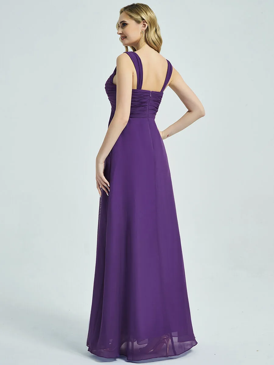 Rusty Red Sweetheart Straps A-Line Floor Length Chiffon Bridesmaid Dress