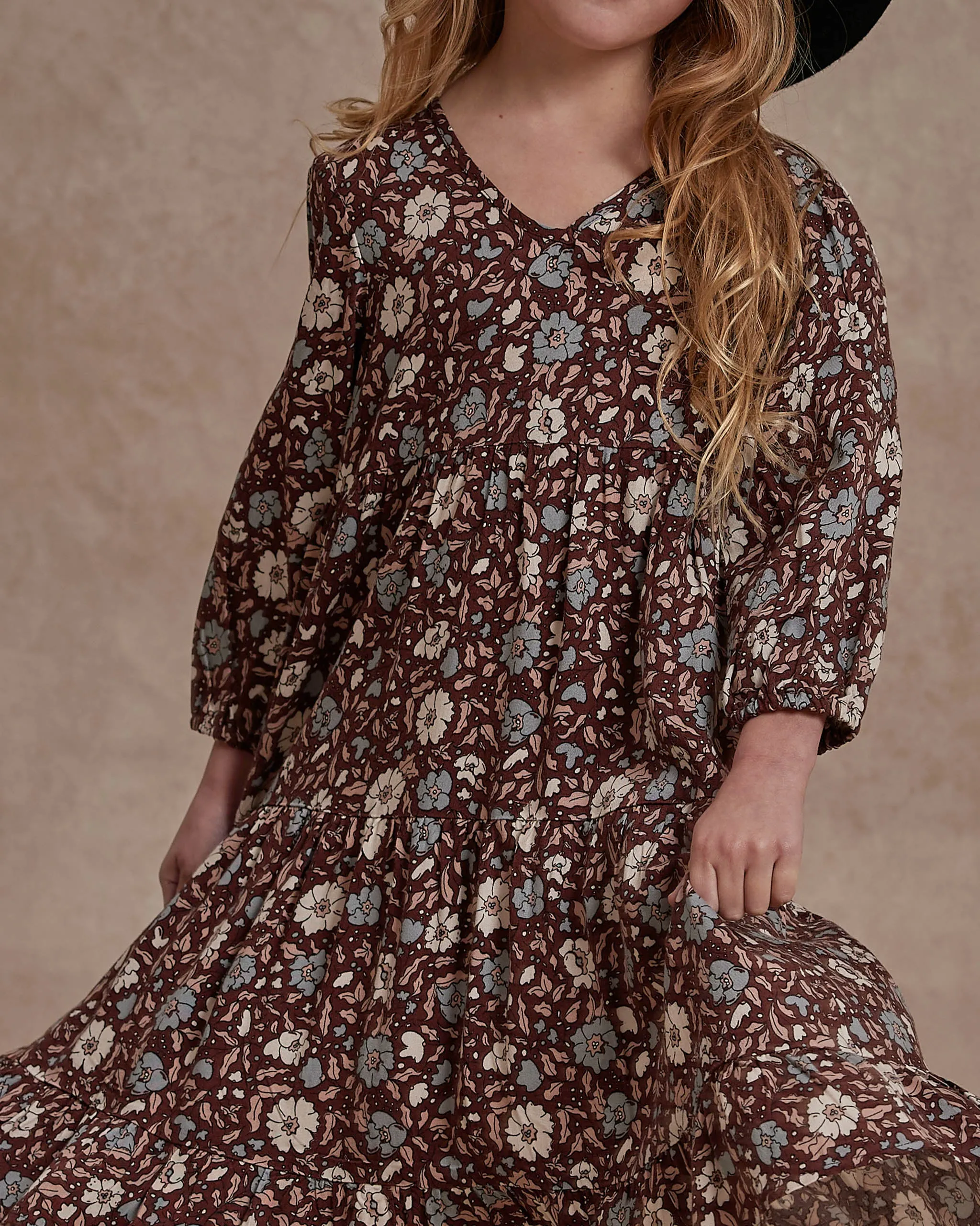 Rylee & Cru Tiered Mahogany Gillian Dress: Sizes 2 to 12