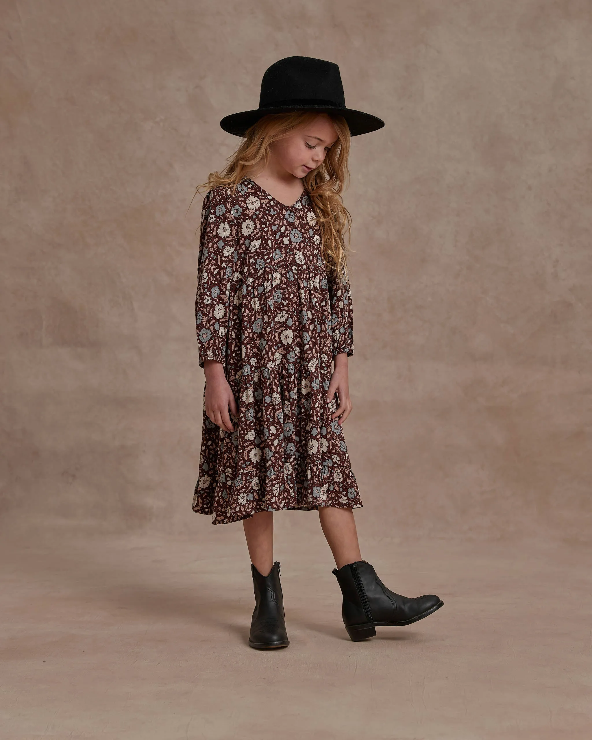 Rylee & Cru Tiered Mahogany Gillian Dress: Sizes 2 to 12