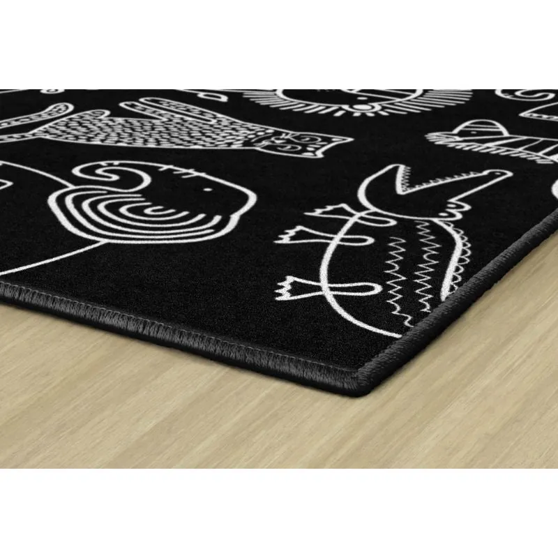 Safari Animals Black and White Rug