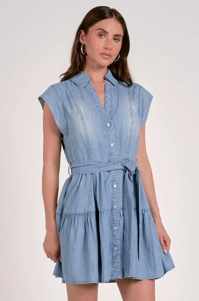 Sal Denim Tiered Mini Dress