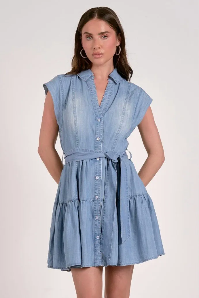 Sal Denim Tiered Mini Dress