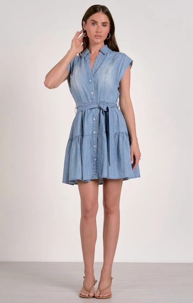 Sal Denim Tiered Mini Dress