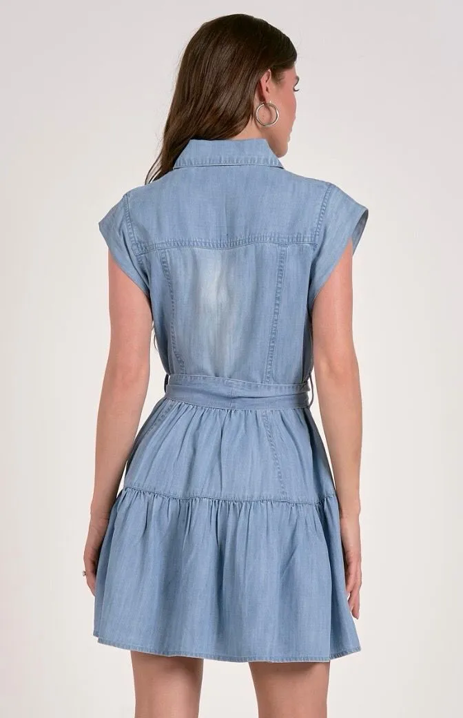 Sal Denim Tiered Mini Dress