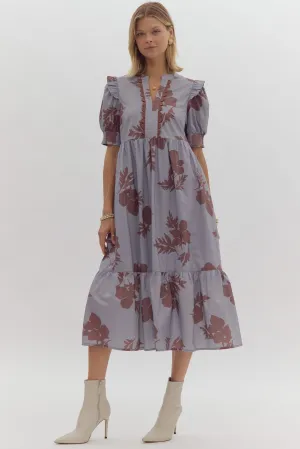 Scalloped Floral Maxi Dress {Slate Blue}