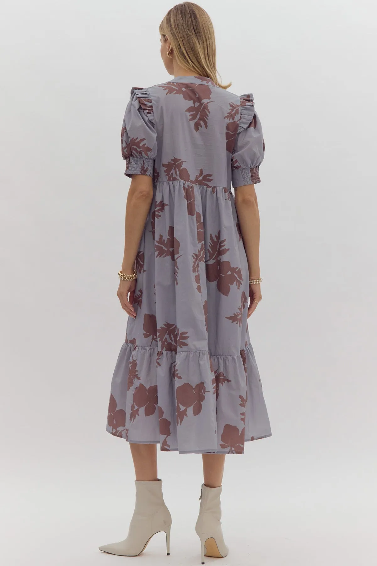 Scalloped Floral Maxi Dress {Slate Blue}