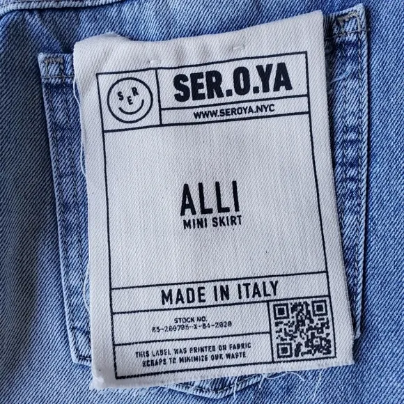 SER.O.YA Alli Distressed Blue Denim Mini Skirt Size 25