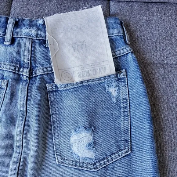 SER.O.YA Alli Distressed Blue Denim Mini Skirt Size 25