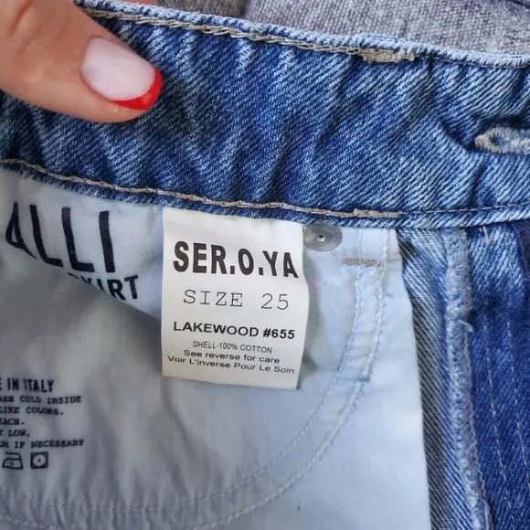 SER.O.YA Alli Distressed Blue Denim Mini Skirt Size 25