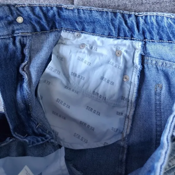SER.O.YA Alli Distressed Blue Denim Mini Skirt Size 25