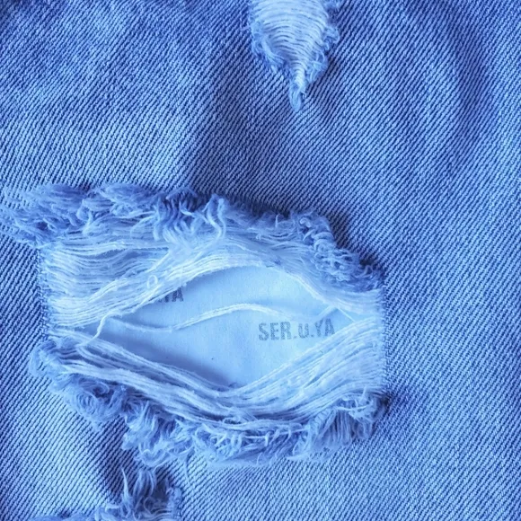 SER.O.YA Alli Distressed Blue Denim Mini Skirt Size 25
