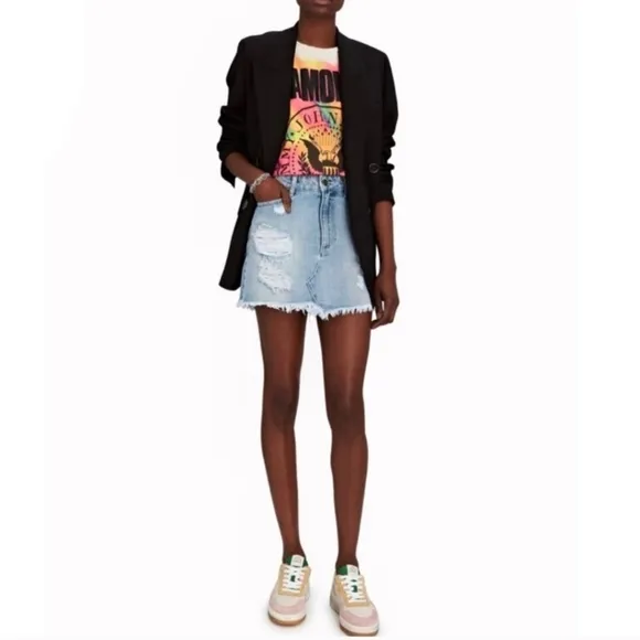 SER.O.YA Alli Distressed Blue Denim Mini Skirt Size 25