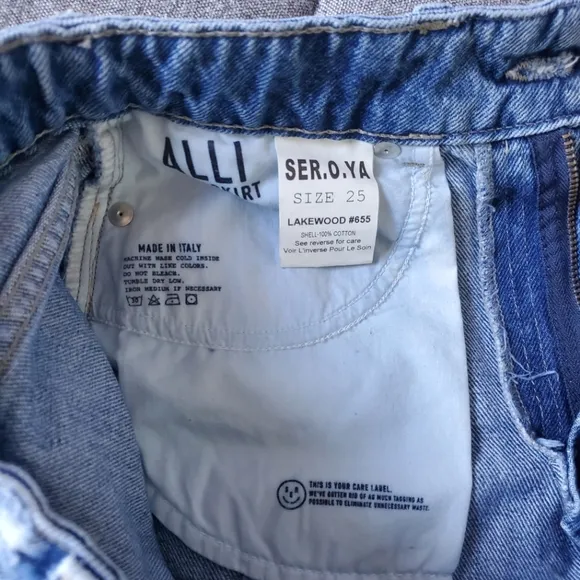 SER.O.YA Alli Distressed Blue Denim Mini Skirt Size 25