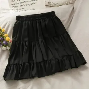 Sexy High Waist Slim Pleated A-Line Mini Skirt New Fashion Casual Short Black / White Skirt