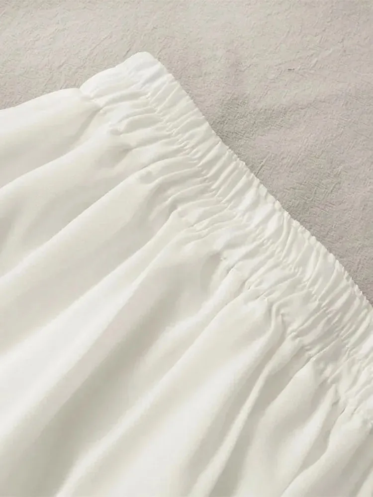 Sexy High Waist Slim Pleated A-Line Mini Skirt New Fashion Casual Short Black / White Skirt