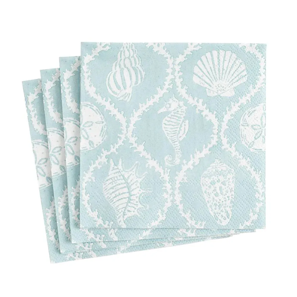 Seychelles Paper Linen Cocktail Napkins in Aqua