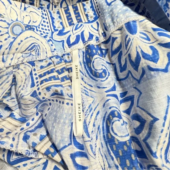 Sheike Australia Blue Mosaic Print Maxi Boho Skirt Pockets Size AU 12 or US 8