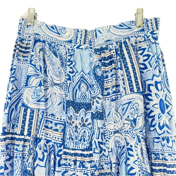 Sheike Australia Blue Mosaic Print Maxi Boho Skirt Pockets Size AU 12 or US 8