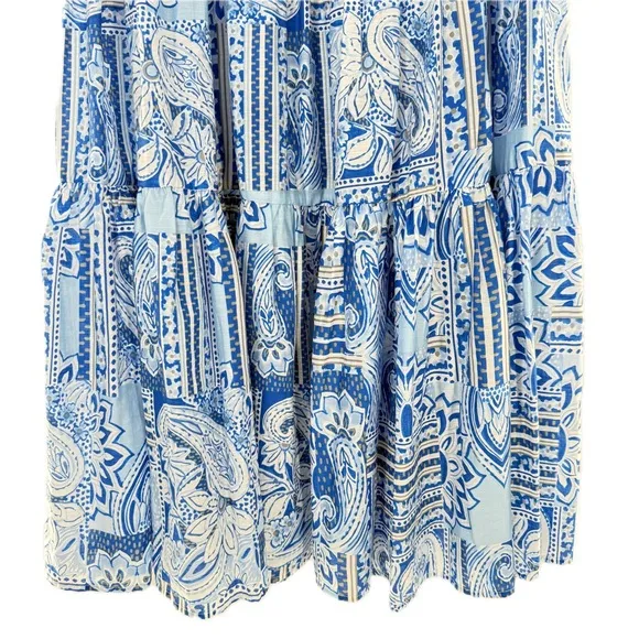 Sheike Australia Blue Mosaic Print Maxi Boho Skirt Pockets Size AU 12 or US 8