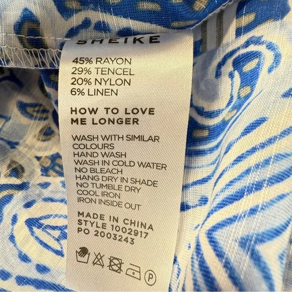 Sheike Australia Blue Mosaic Print Maxi Boho Skirt Pockets Size AU 12 or US 8