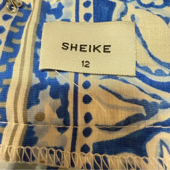 Sheike Australia Blue Mosaic Print Maxi Boho Skirt Pockets Size AU 12 or US 8