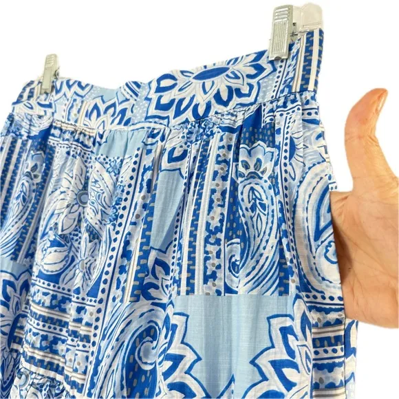 Sheike Australia Blue Mosaic Print Maxi Boho Skirt Pockets Size AU 12 or US 8