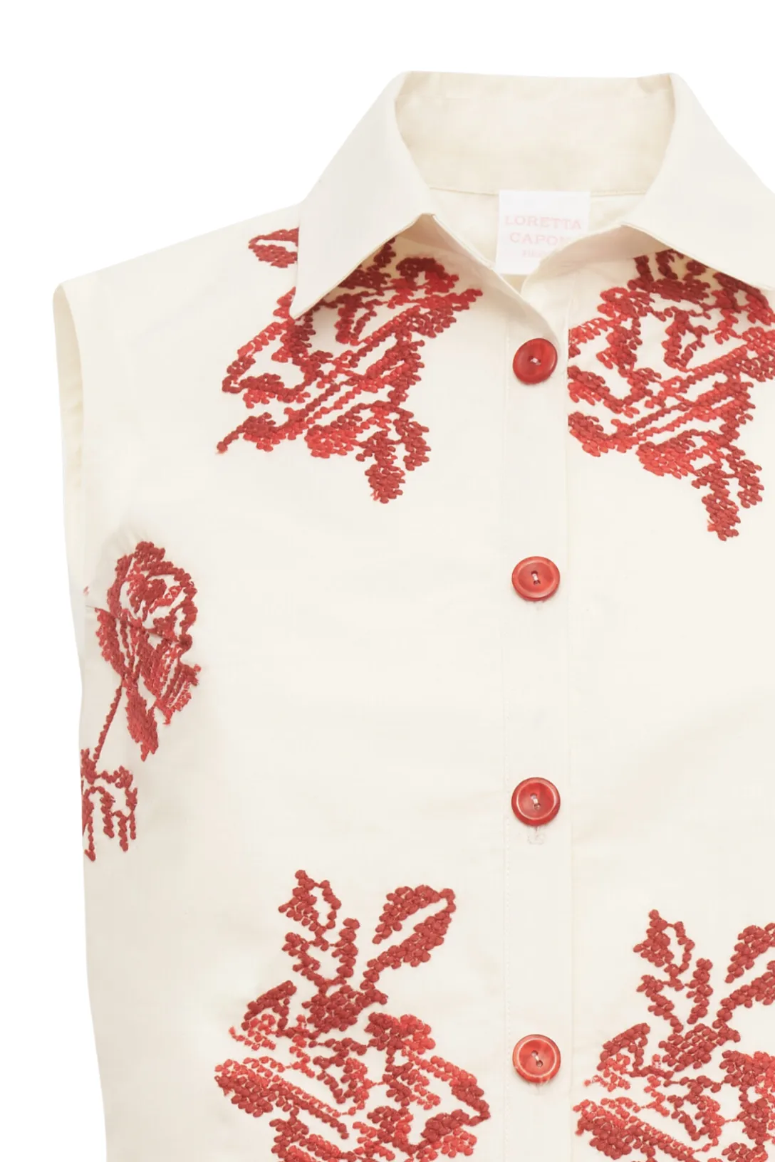 Signa Sleeveless Embroidered Top | Lanchester Red