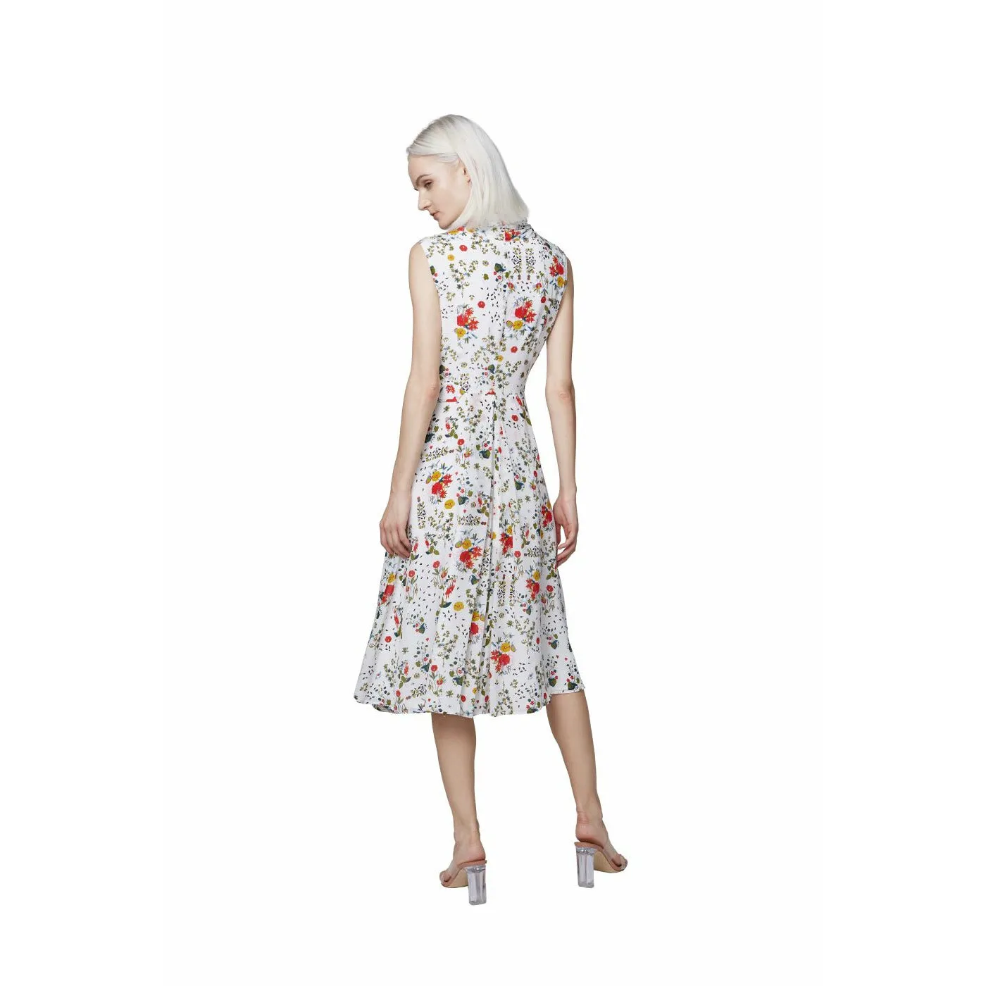 Silk Floral Sleeveless Printed Wrap Dress