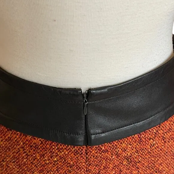 Size 2 Etcetera Virgin Wool Pencil Skirt Orange/Brown Knee Length Skirt six