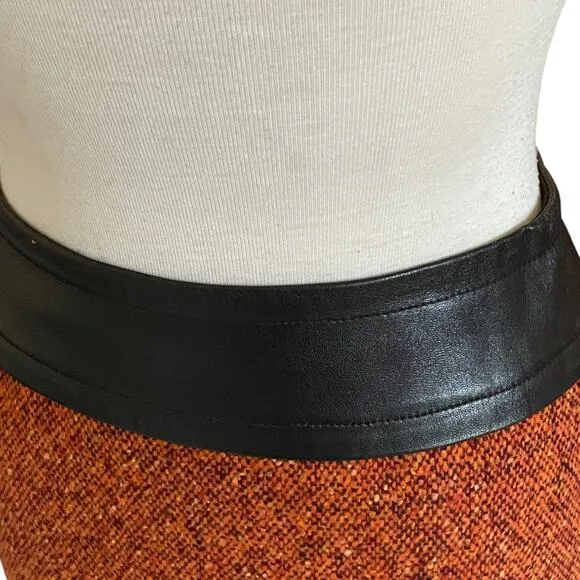 Size 2 Etcetera Virgin Wool Pencil Skirt Orange/Brown Knee Length Skirt six