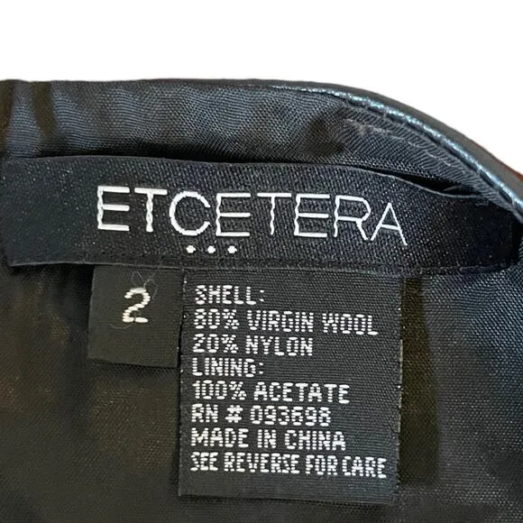 Size 2 Etcetera Virgin Wool Pencil Skirt Orange/Brown Knee Length Skirt six