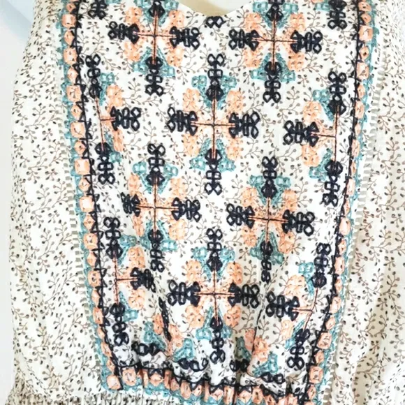 Skies Are Blue Embroidered Boho Ivory Maxi Dress Size 1X