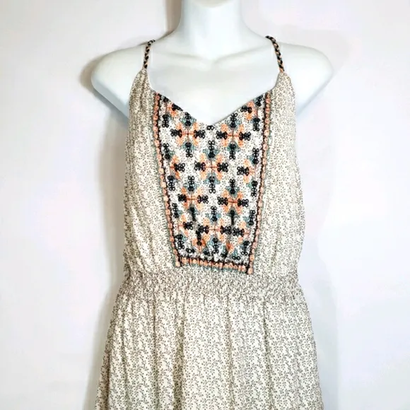 Skies Are Blue Embroidered Boho Ivory Maxi Dress Size 1X