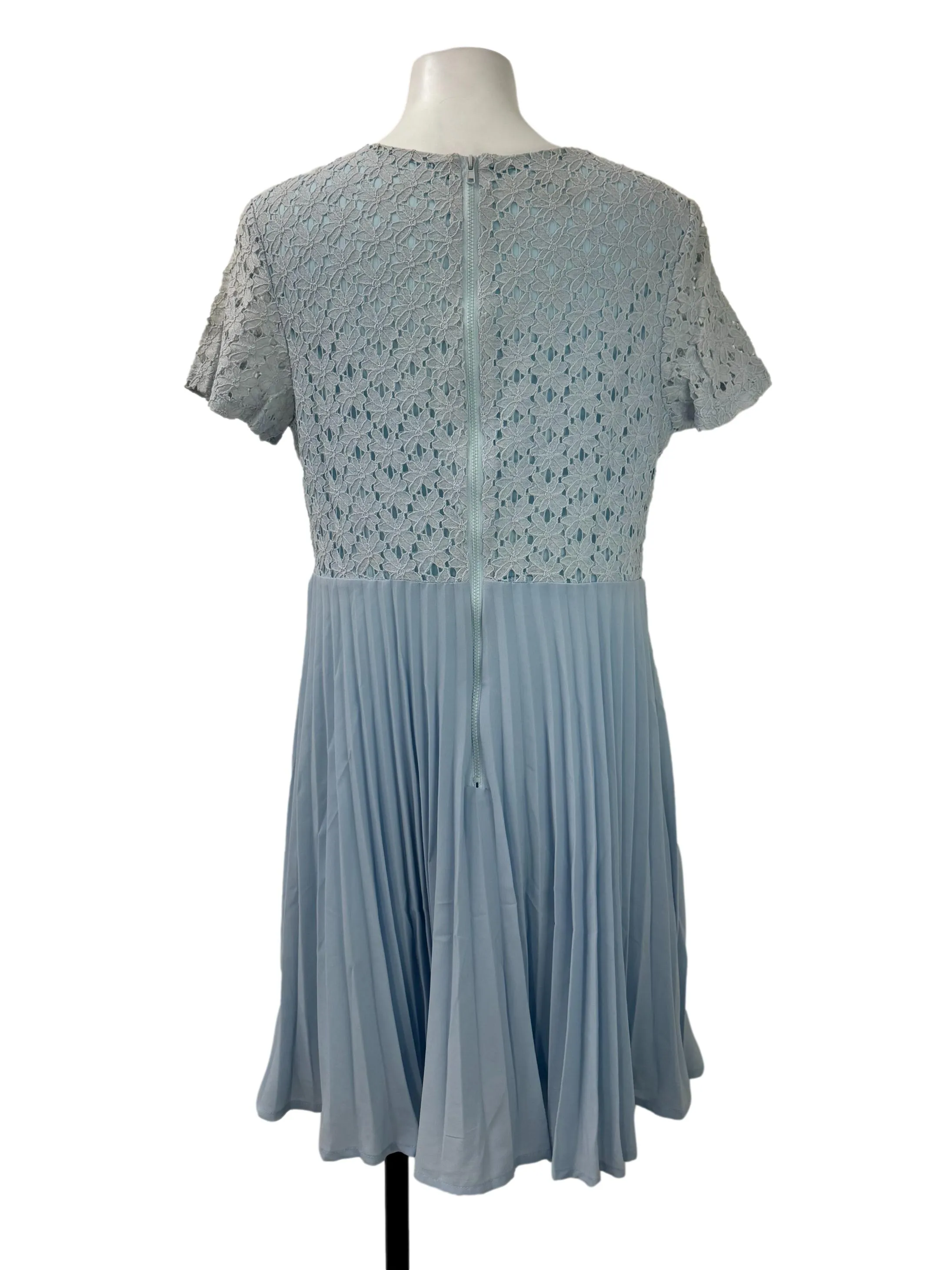 Sky Blue Pleated Babydoll Dress