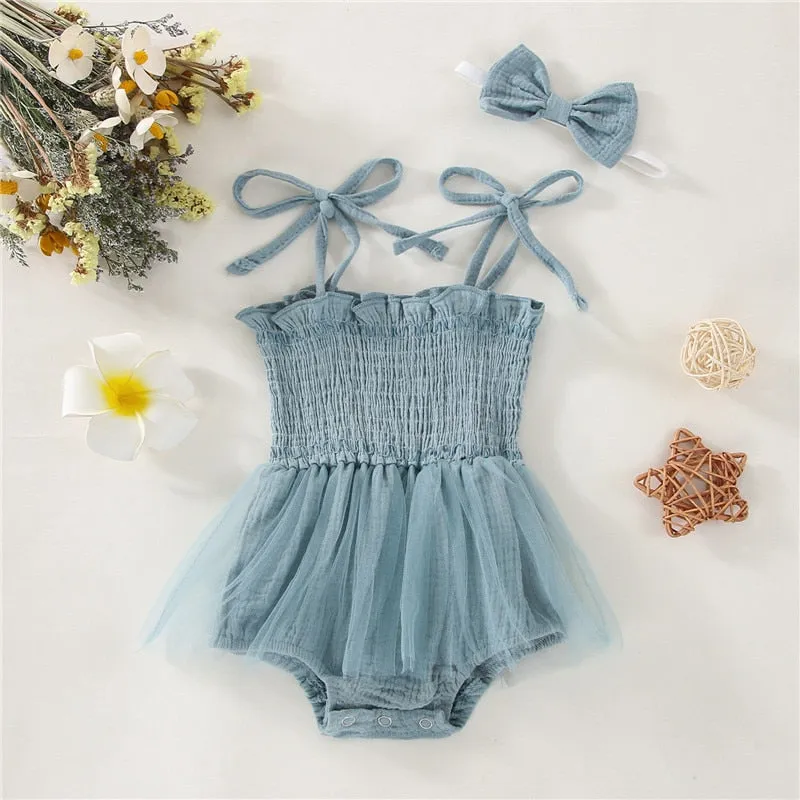 Sleeveless Tie-up Romper with Headband