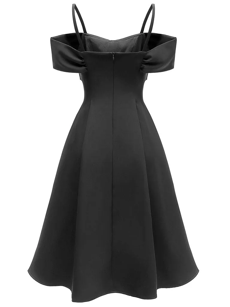 Sling Off the Shoulder Bow Vintage Party A line Dress