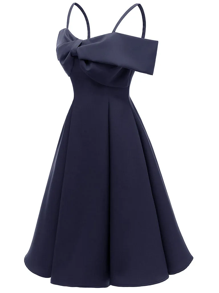 Sling Off the Shoulder Bow Vintage Party A line Dress