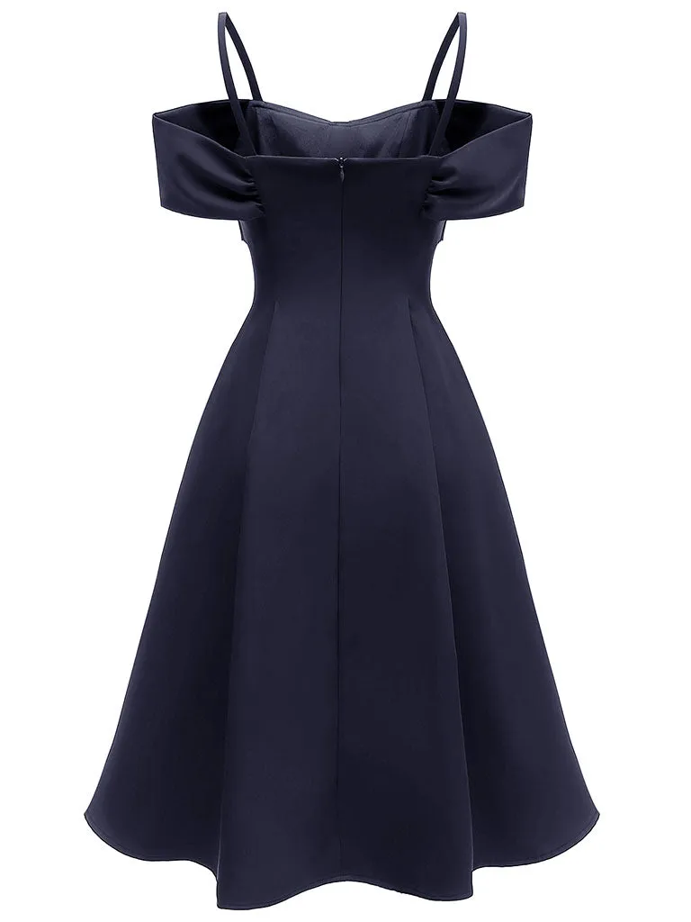 Sling Off the Shoulder Bow Vintage Party A line Dress