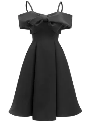 Sling Off the Shoulder Bow Vintage Party A line Dress