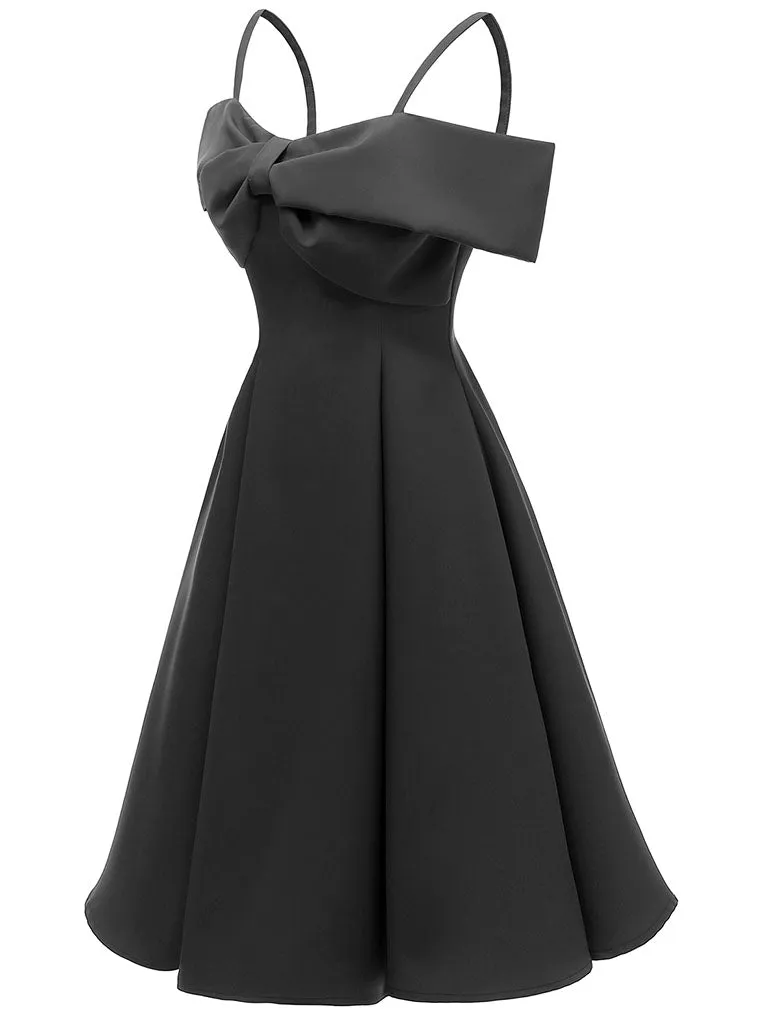 Sling Off the Shoulder Bow Vintage Party A line Dress