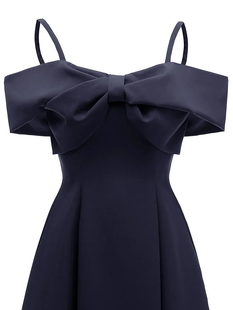 Sling Off the Shoulder Bow Vintage Party A line Dress