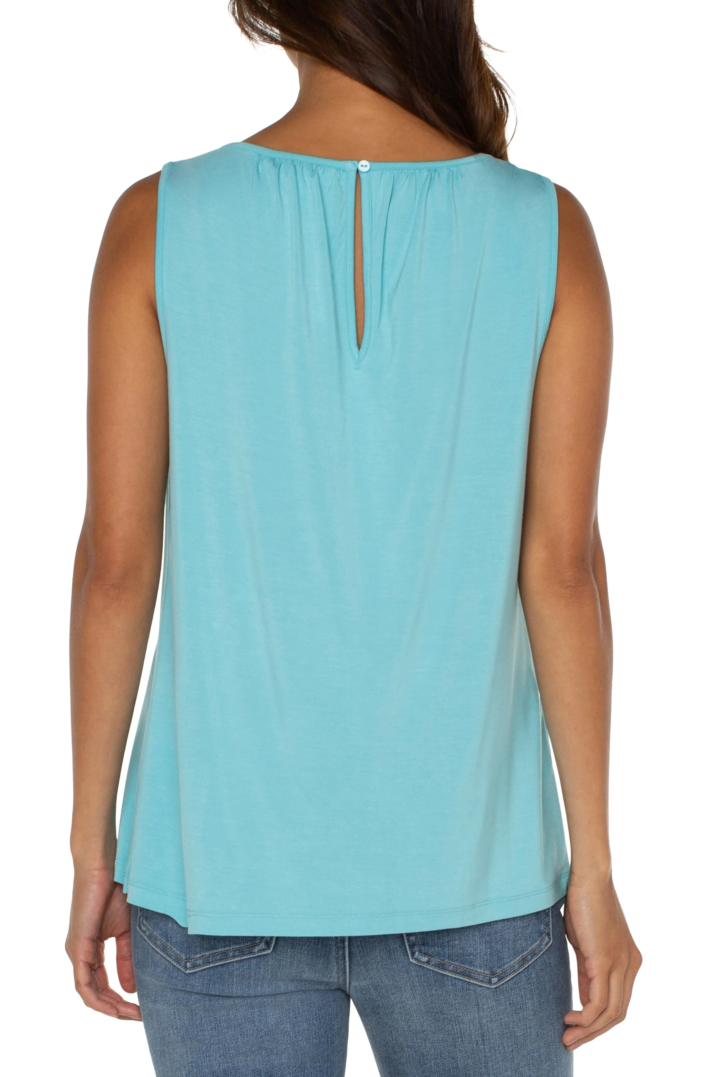 Slvless A Line Gathered Pleated Neck Knit Top LM8B66VMK