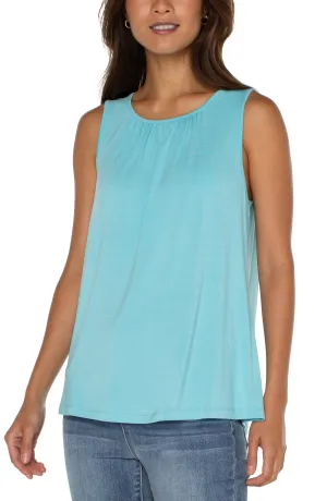 Slvless A Line Gathered Pleated Neck Knit Top LM8B66VMK