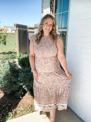 Smocked Floral Midi Dress