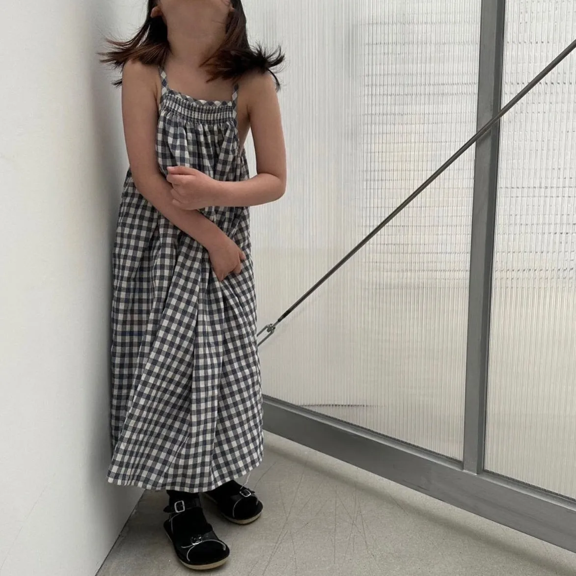 Smocked Summer Dress, Navy