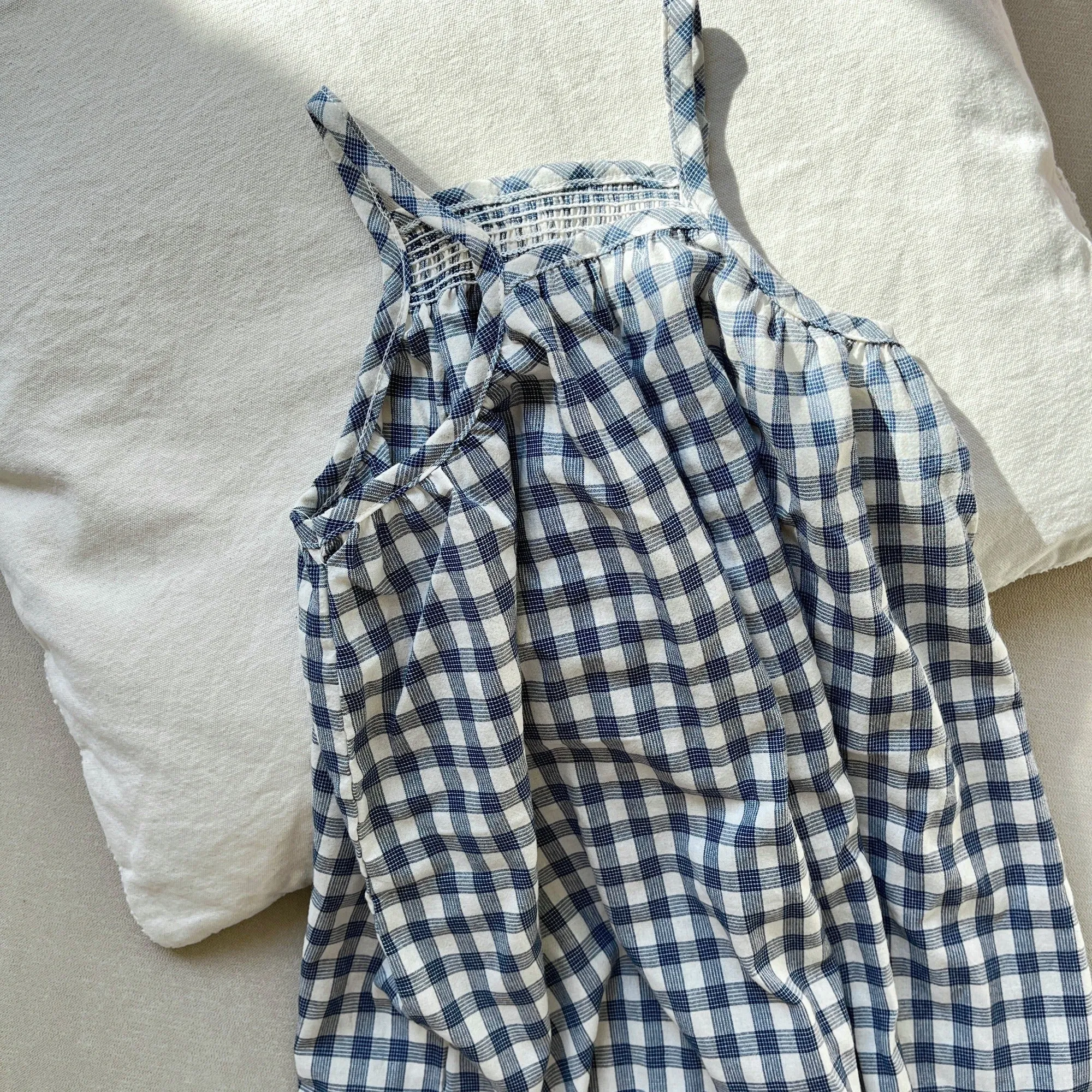Smocked Summer Dress, Navy