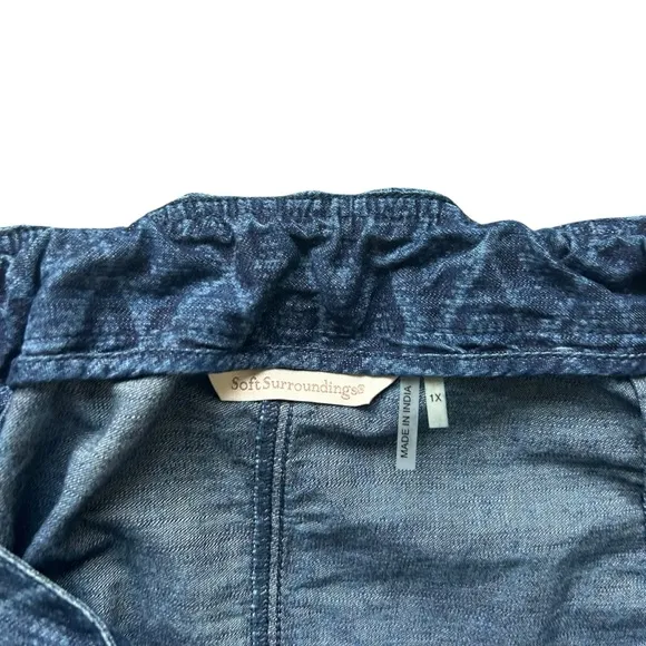 Soft surroundings Ashbury denim maxi midi skirt size 1X full button front boho